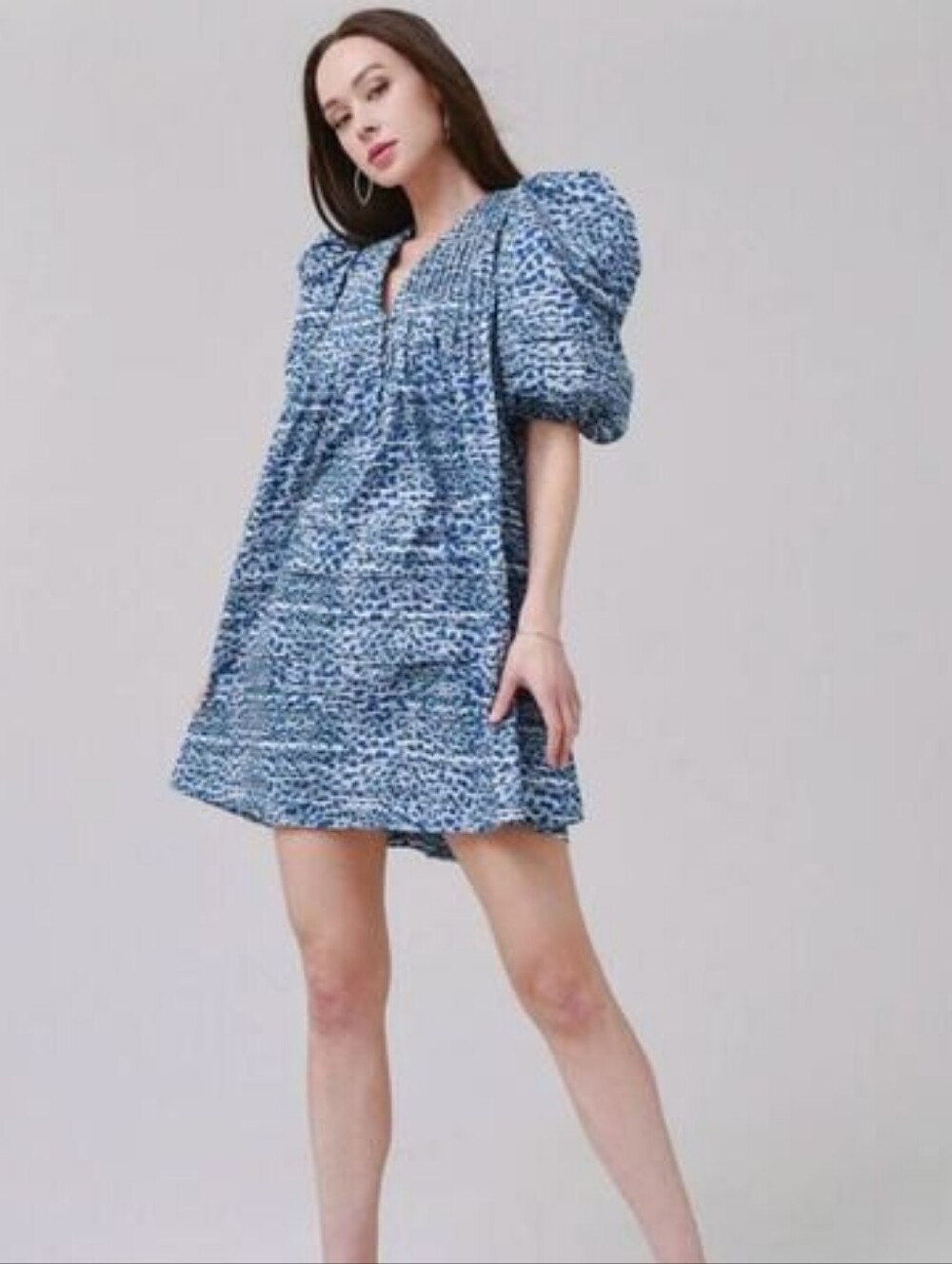 Hunter Bell Blue Print Jenkin Dress Size Medium